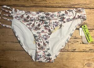 Sam Edelman Womens Size L White Animal Print Bikini Bottom NWT